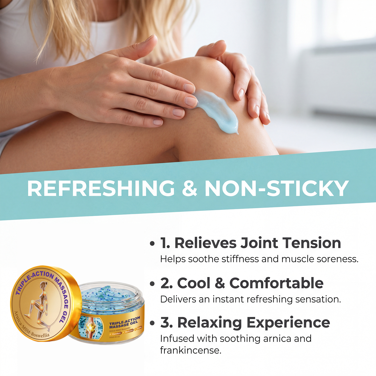 Cool Massage Gel Comfort Mild Easy Apply External Daily Convenient Care Elbow Knee Joint