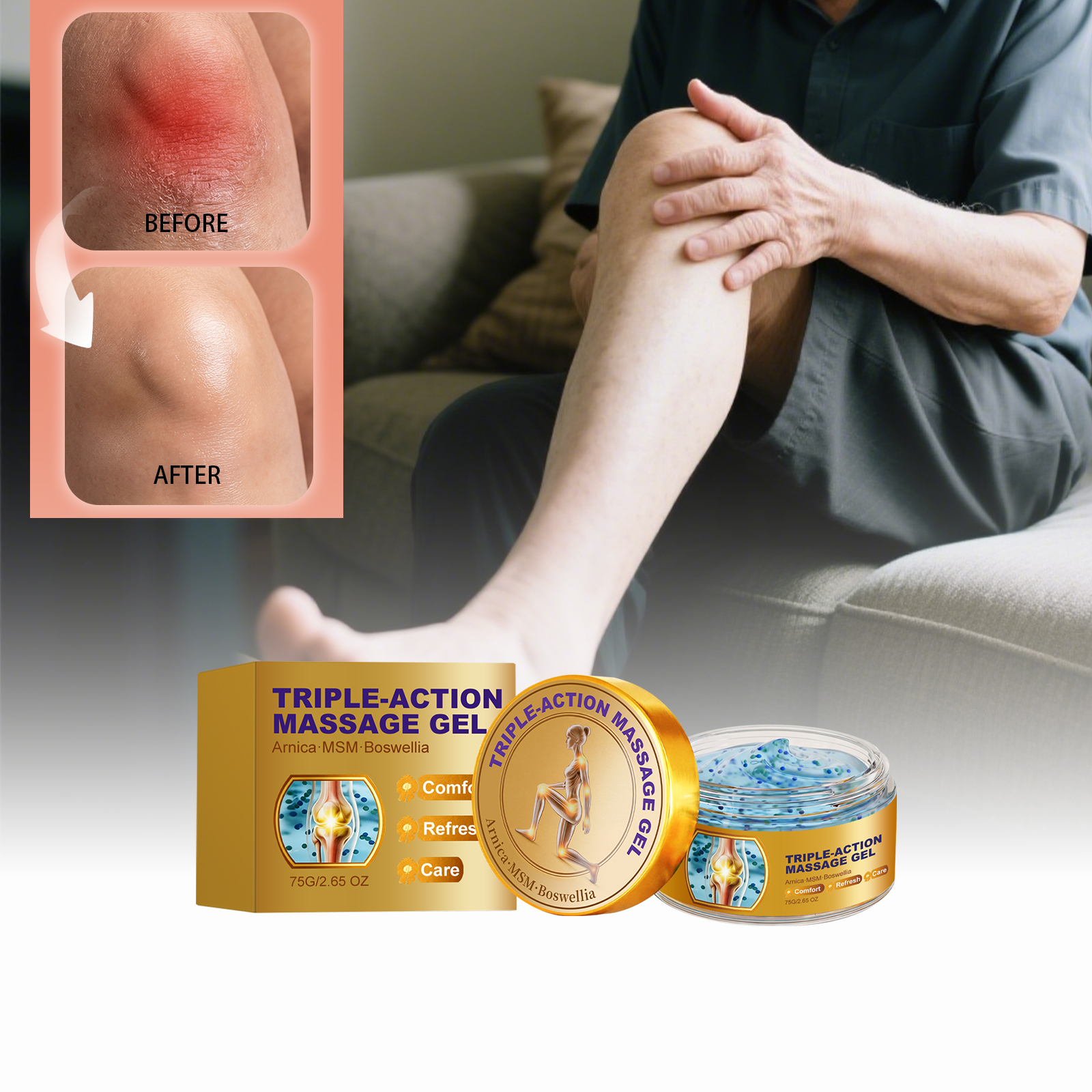 Cool Massage Gel Comfort Mild Easy Apply External Daily Convenient Care Elbow Knee Joint