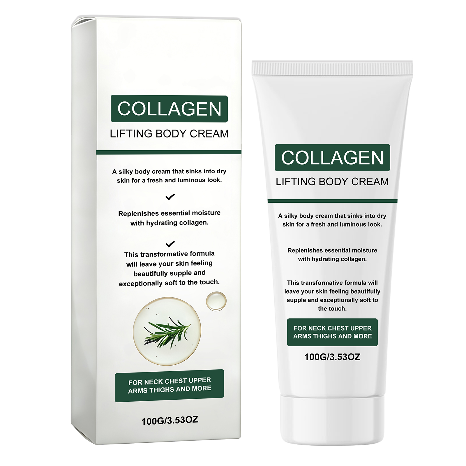 Rosemary Body Care Cream Contains Plant Extracts Light Texture Collagen Moisturizes Hydrates Protects Skin