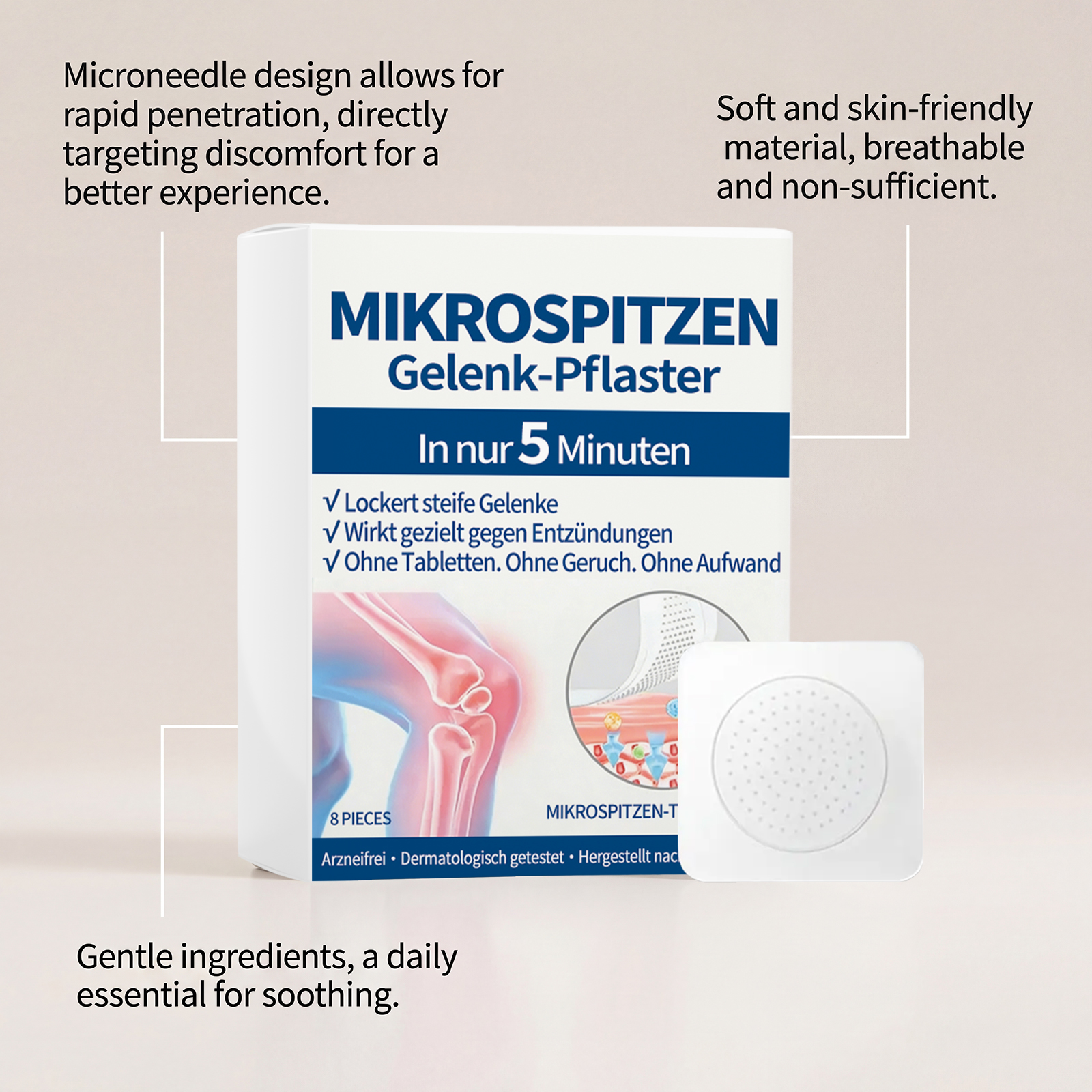 Joint Patch Mild Boost Comfort Moist Skin Breathable PE Material Thin Fit Joint Care Patch