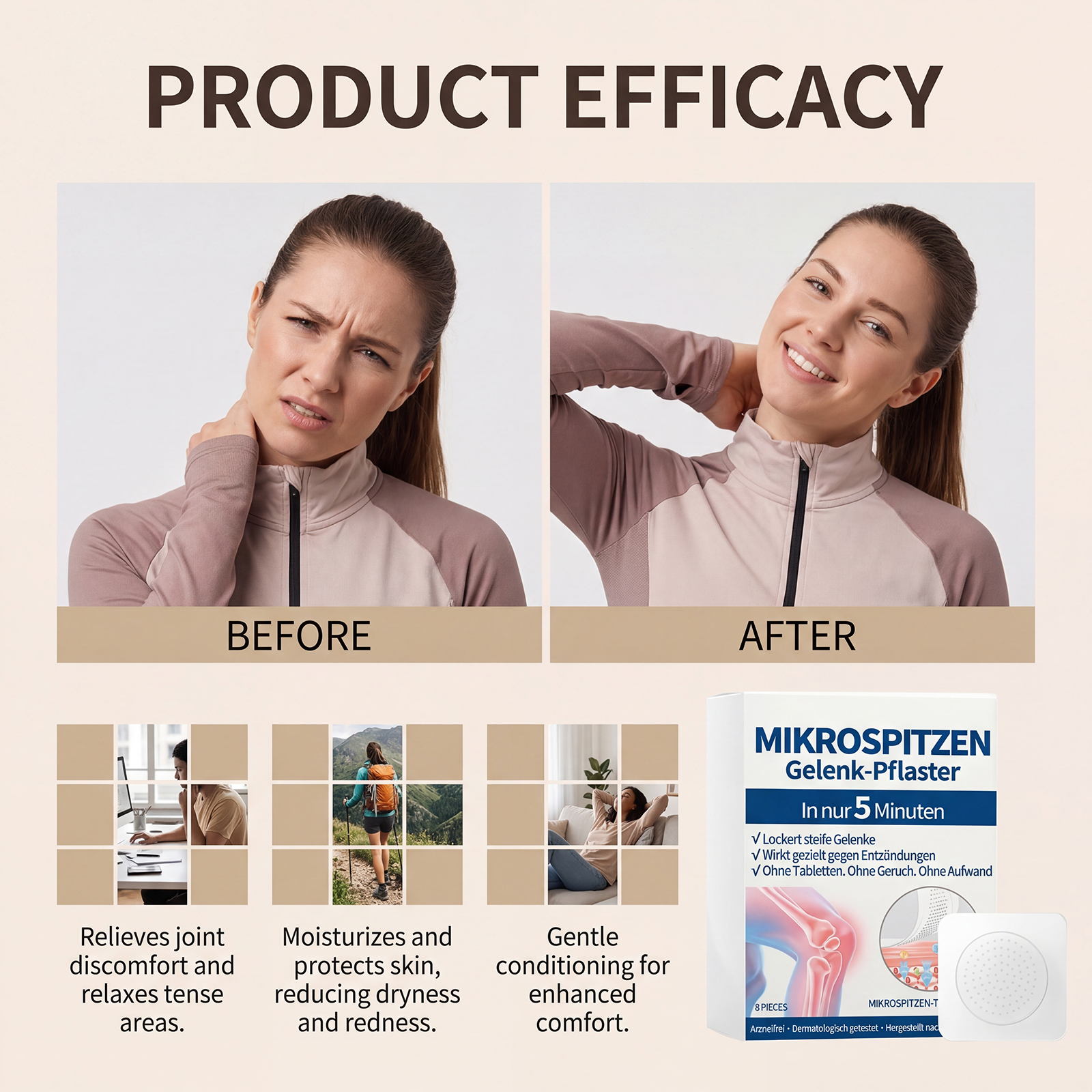Joint Patch Mild Boost Comfort Moist Skin Breathable PE Material Thin Fit Joint Care Patch