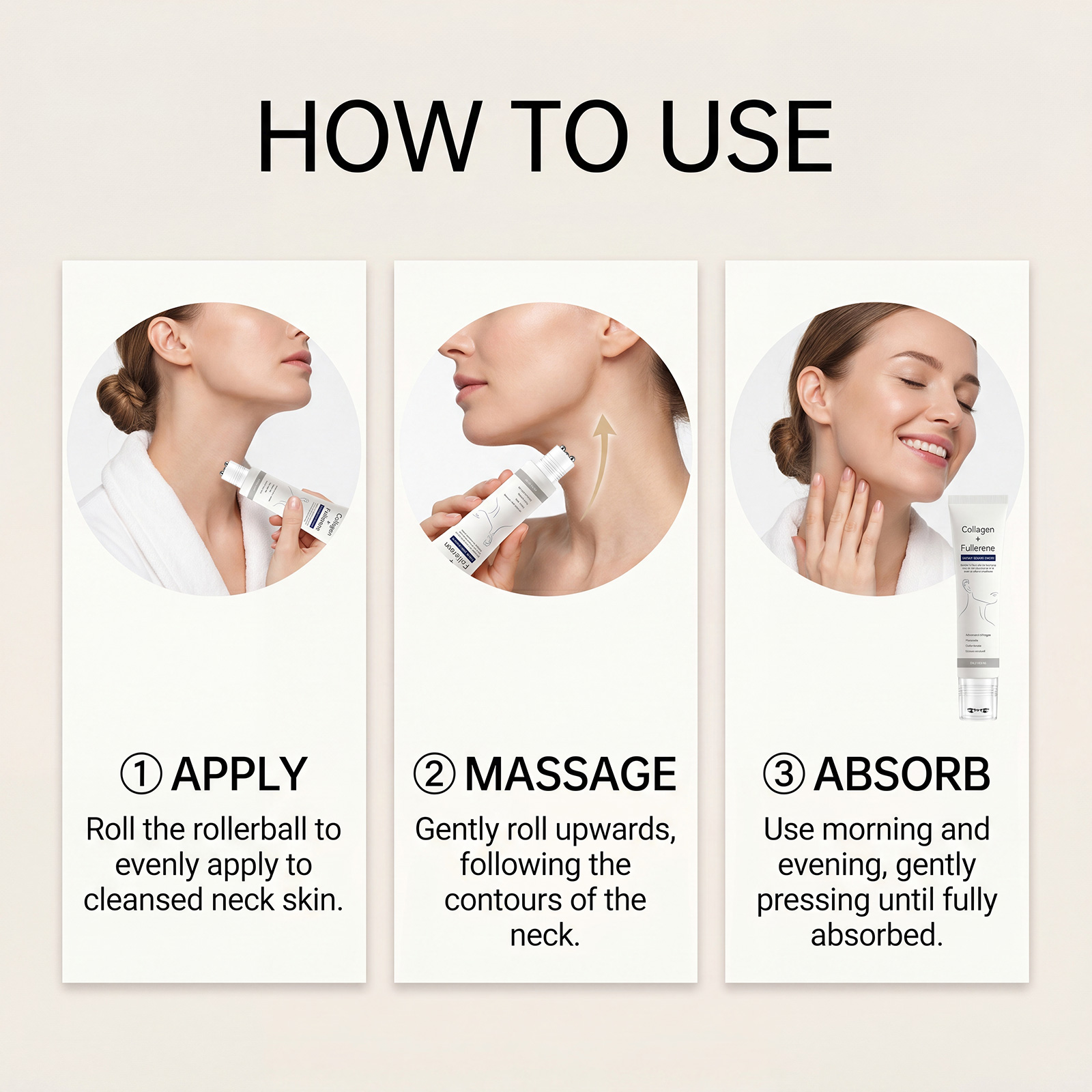 Moisturizing Neck Cream Gentle Hydrating Brightening Neck Skin Refreshing Elastic Tender Roller Massage Neck Cream