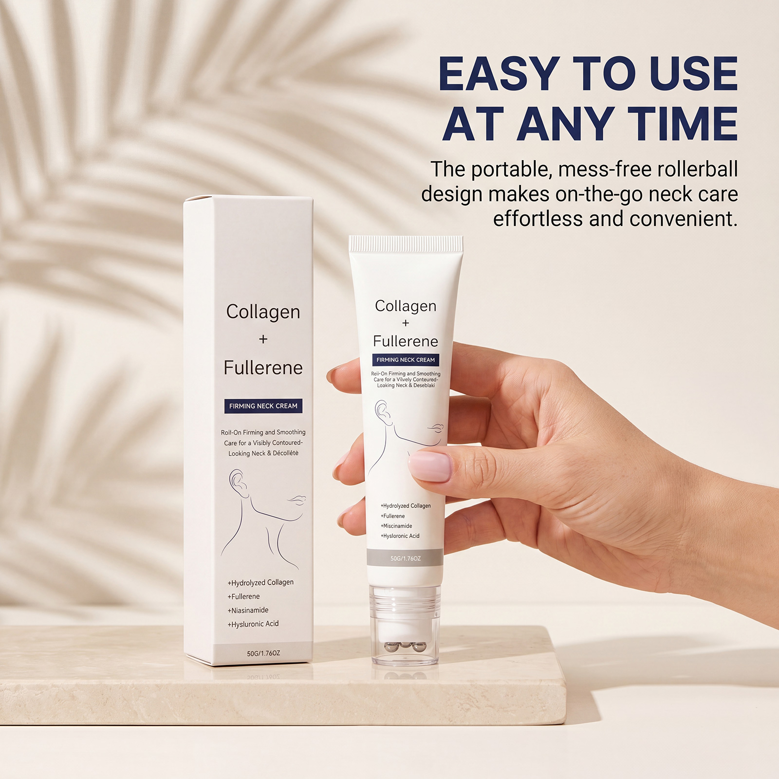 Moisturizing Neck Cream Gentle Hydrating Brightening Neck Skin Refreshing Elastic Tender Roller Massage Neck Cream