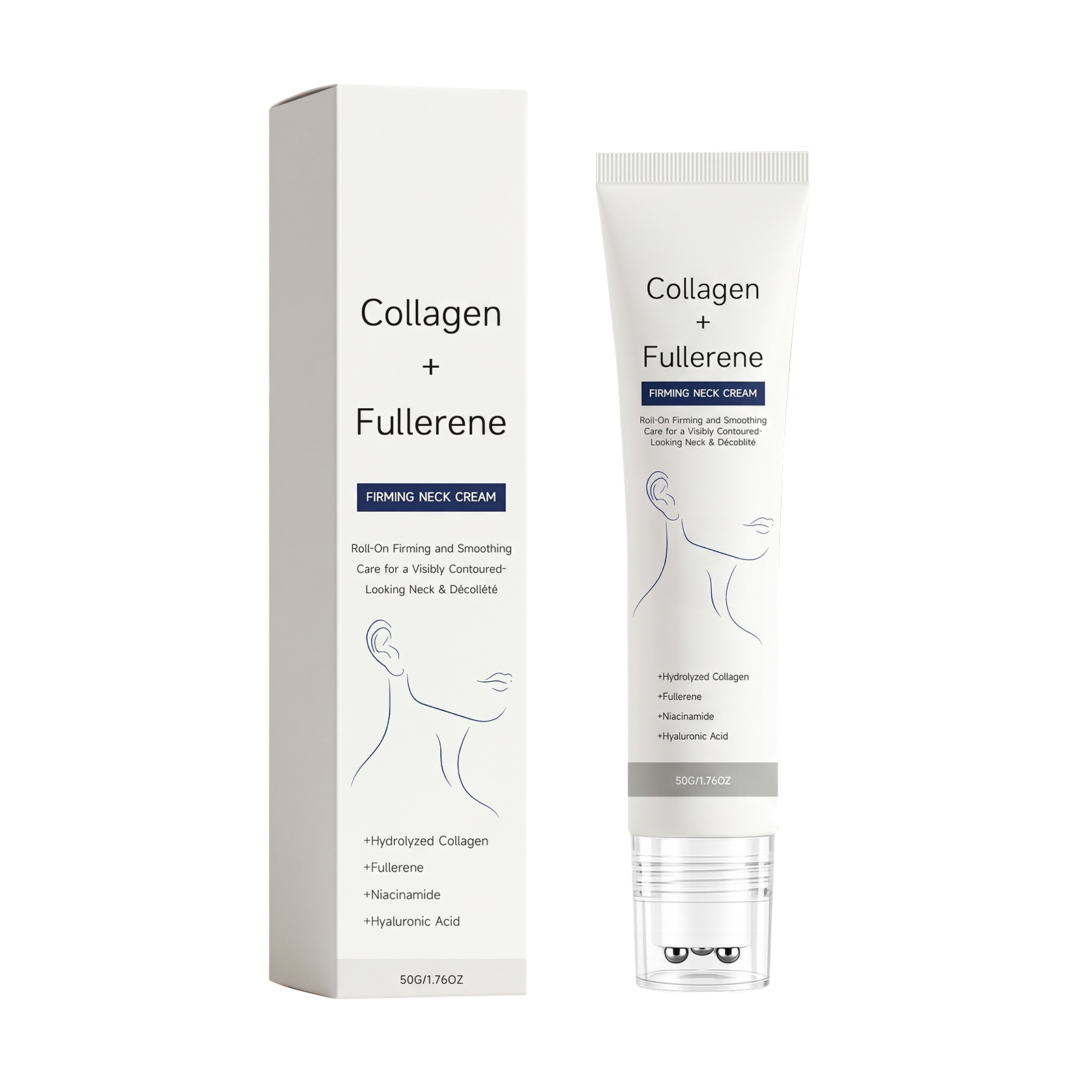 Moisturizing Neck Cream Gentle Hydrating Brightening Neck Skin Refreshing Elastic Tender Roller Massage Neck Cream