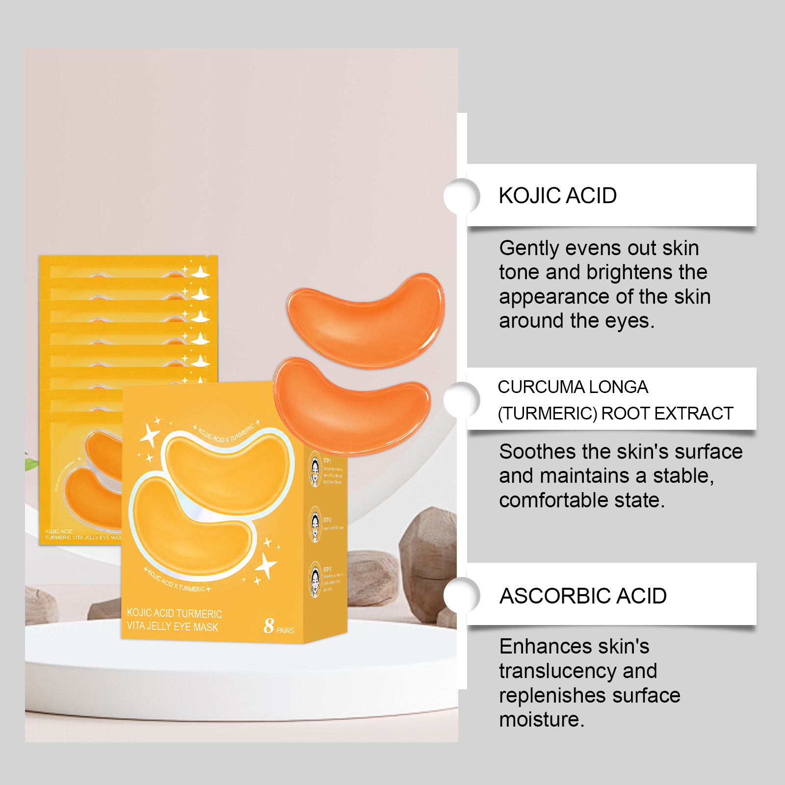 Turmeric Vitamin Jelly Eye Mask Gel Fit Eye Contour Daily Moisturize Nourish Periocular Skin Care