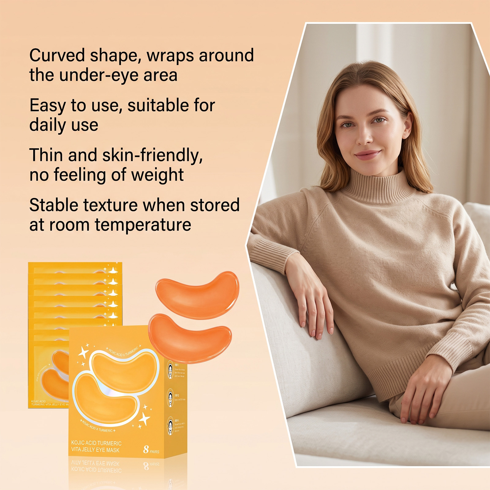 Turmeric Vitamin Jelly Eye Mask Gel Fit Eye Contour Daily Moisturize Nourish Periocular Skin Care
