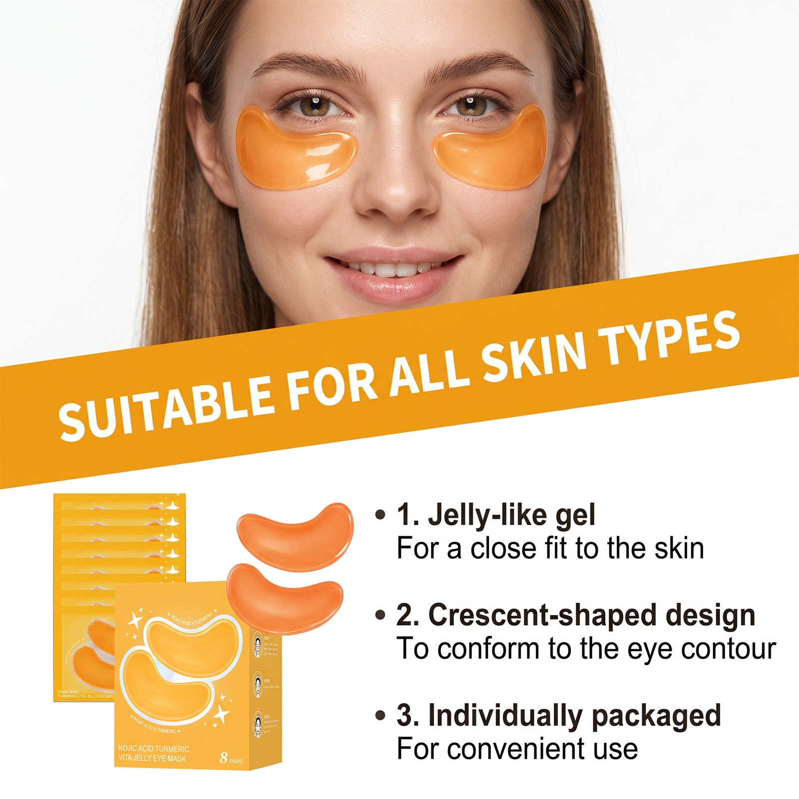 Turmeric Vitamin Jelly Eye Mask Gel Fit Eye Contour Daily Moisturize Nourish Periocular Skin Care