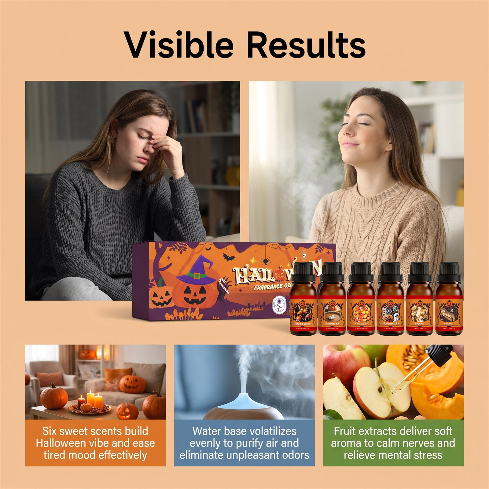 Halloween Essential Oil Set Gentle Texture Long Lasting Fragrance Fresh Scent Indoor Use Festival Atmosphere Boost