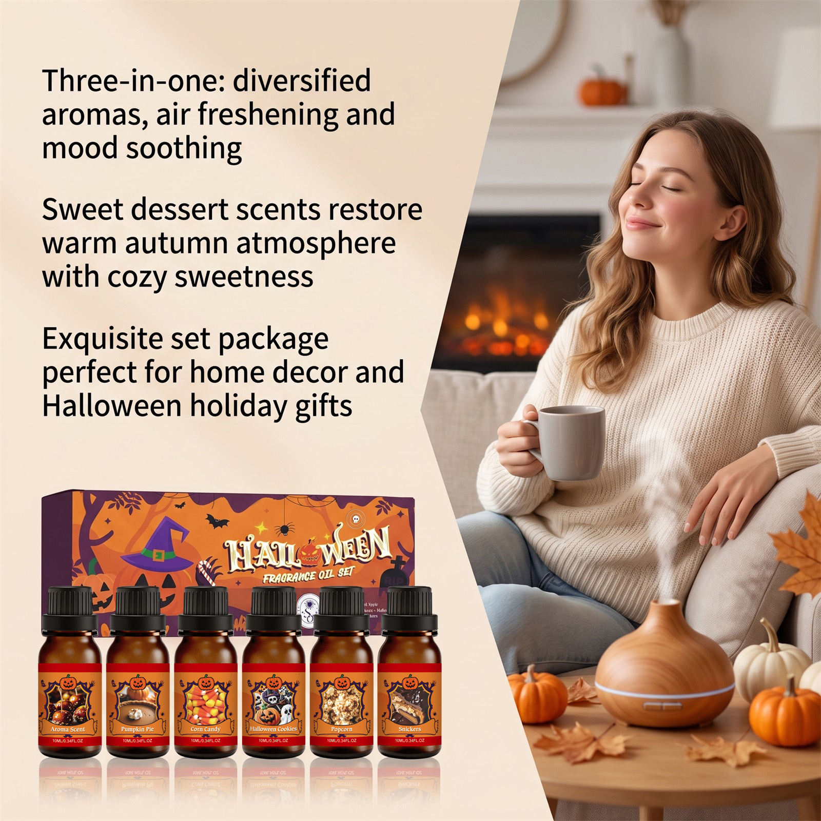 Halloween Essential Oil Set Gentle Texture Long Lasting Fragrance Fresh Scent Indoor Use Festival Atmosphere Boost