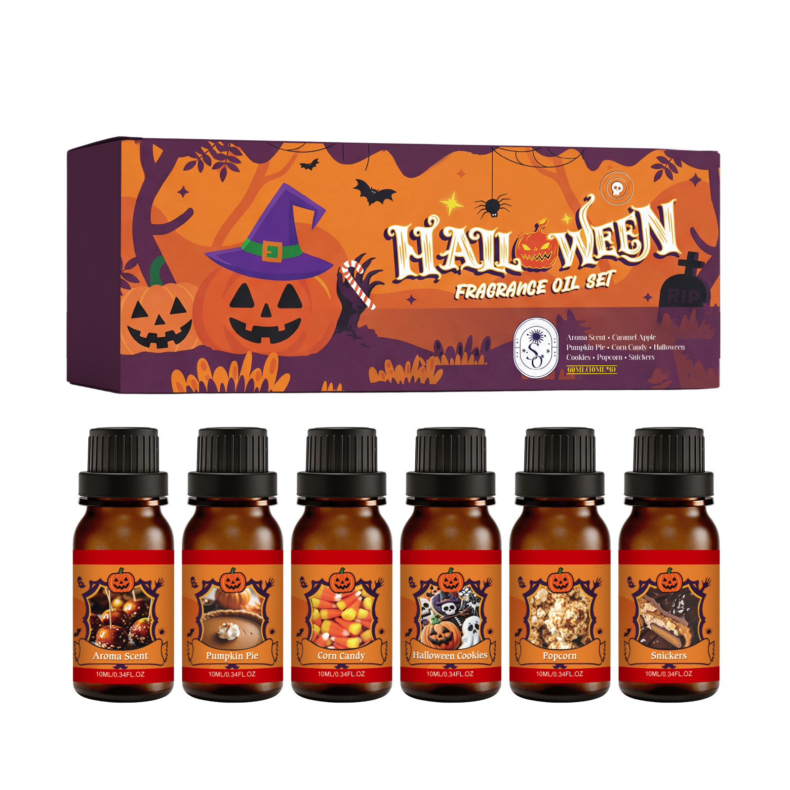Halloween Essential Oil Set Gentle Texture Long Lasting Fragrance Fresh Scent Indoor Use Festival Atmosphere Boost