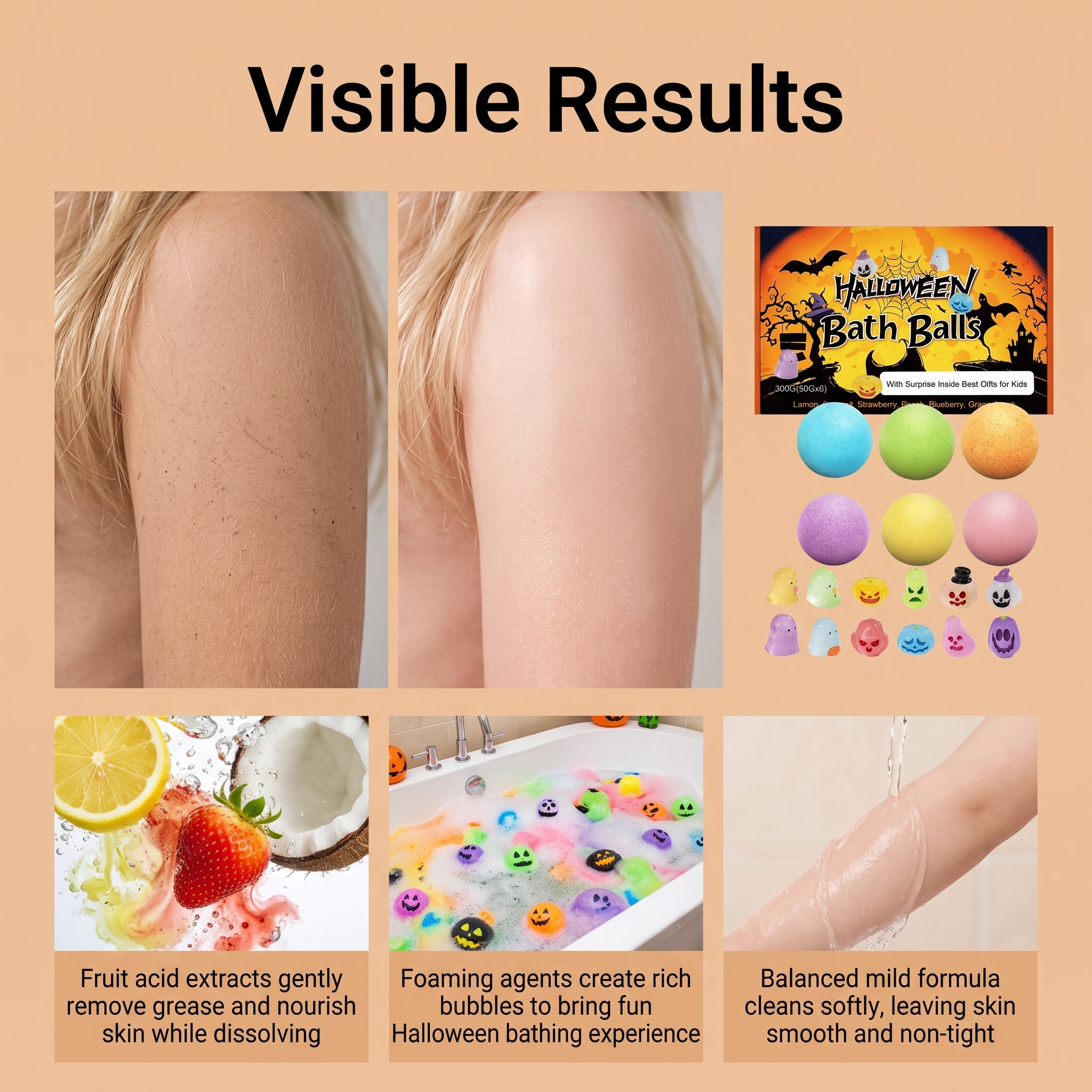 Halloween Toy Bath Ball Fun Colorful Daily Refreshing Mild Moisturizing Cleansing Body Skin Bath Sphere