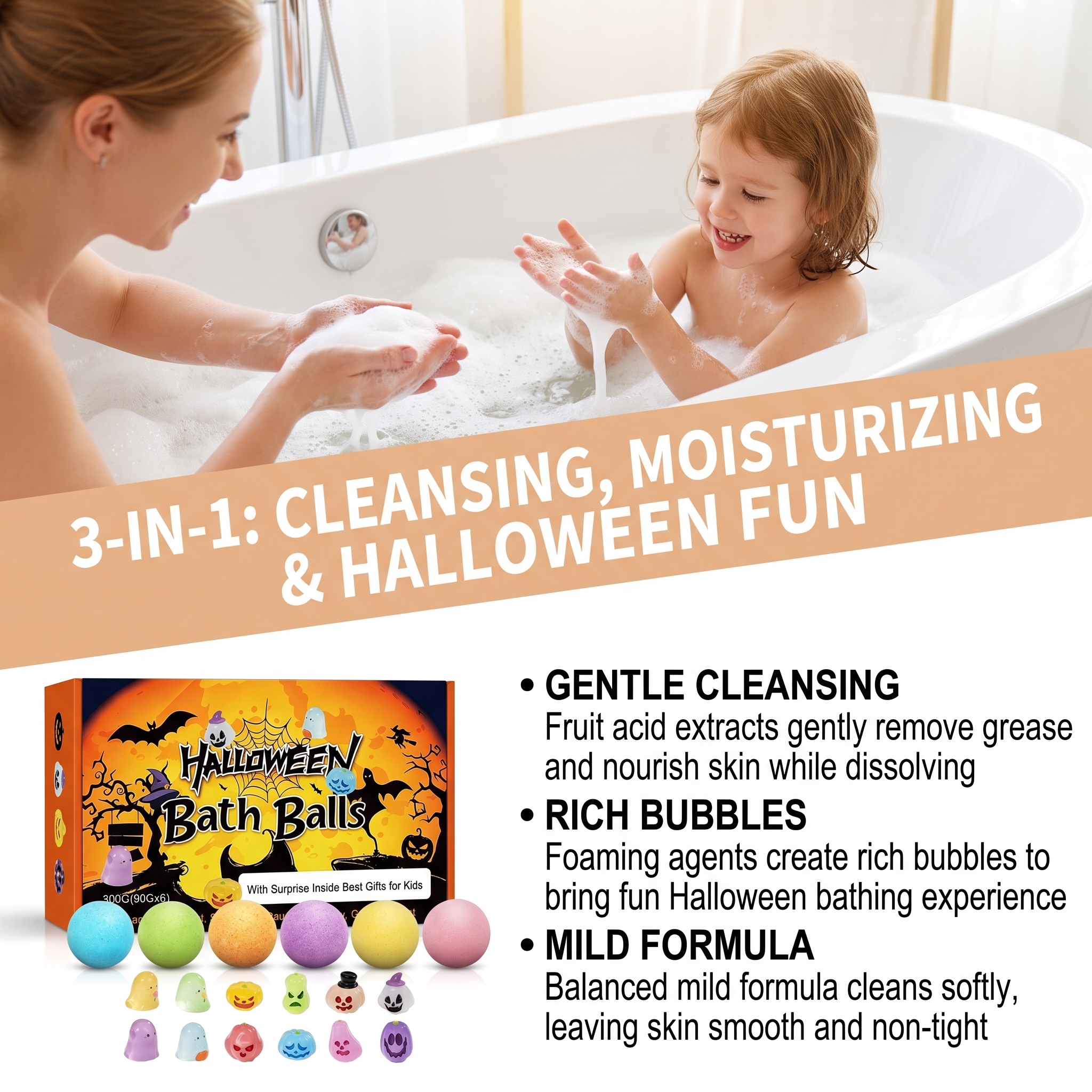 Halloween Toy Bath Ball Fun Colorful Daily Refreshing Mild Moisturizing Cleansing Body Skin Bath Sphere
