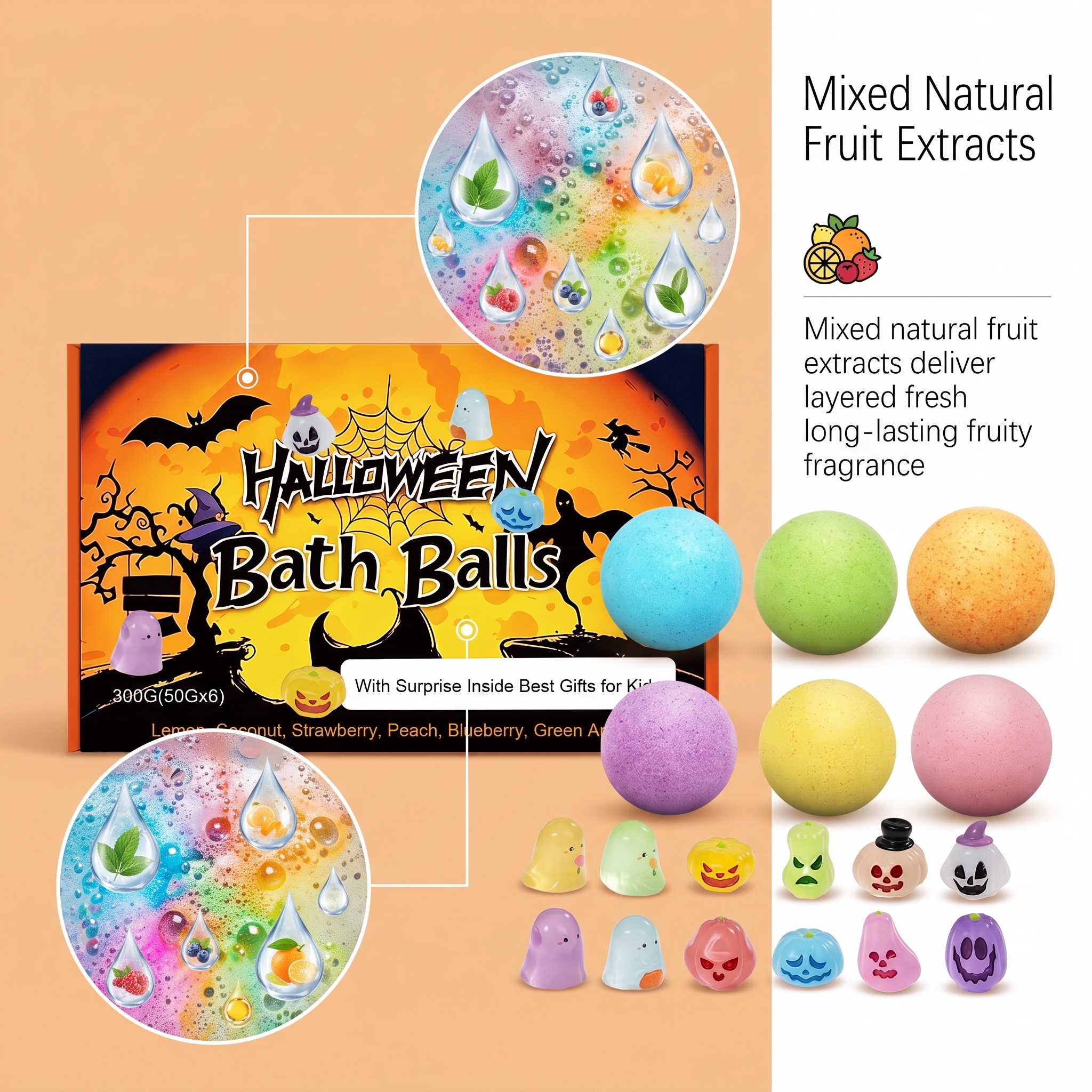 Halloween Toy Bath Ball Fun Colorful Daily Refreshing Mild Moisturizing Cleansing Body Skin Bath Sphere
