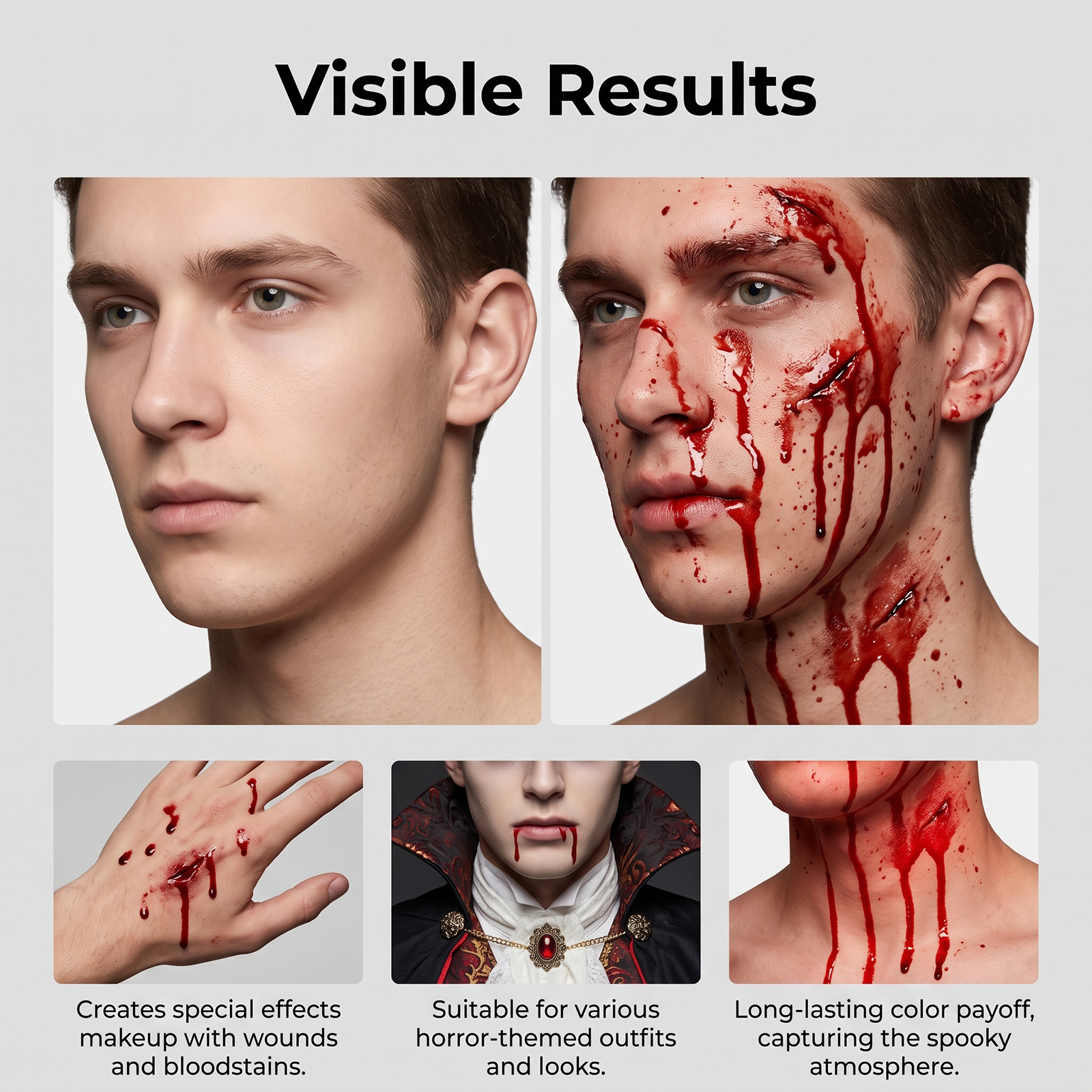 Halloween Simulated Blood Kit Realistic Liquid Cosmetic Party Stage Horror Scene Makeup Accessory