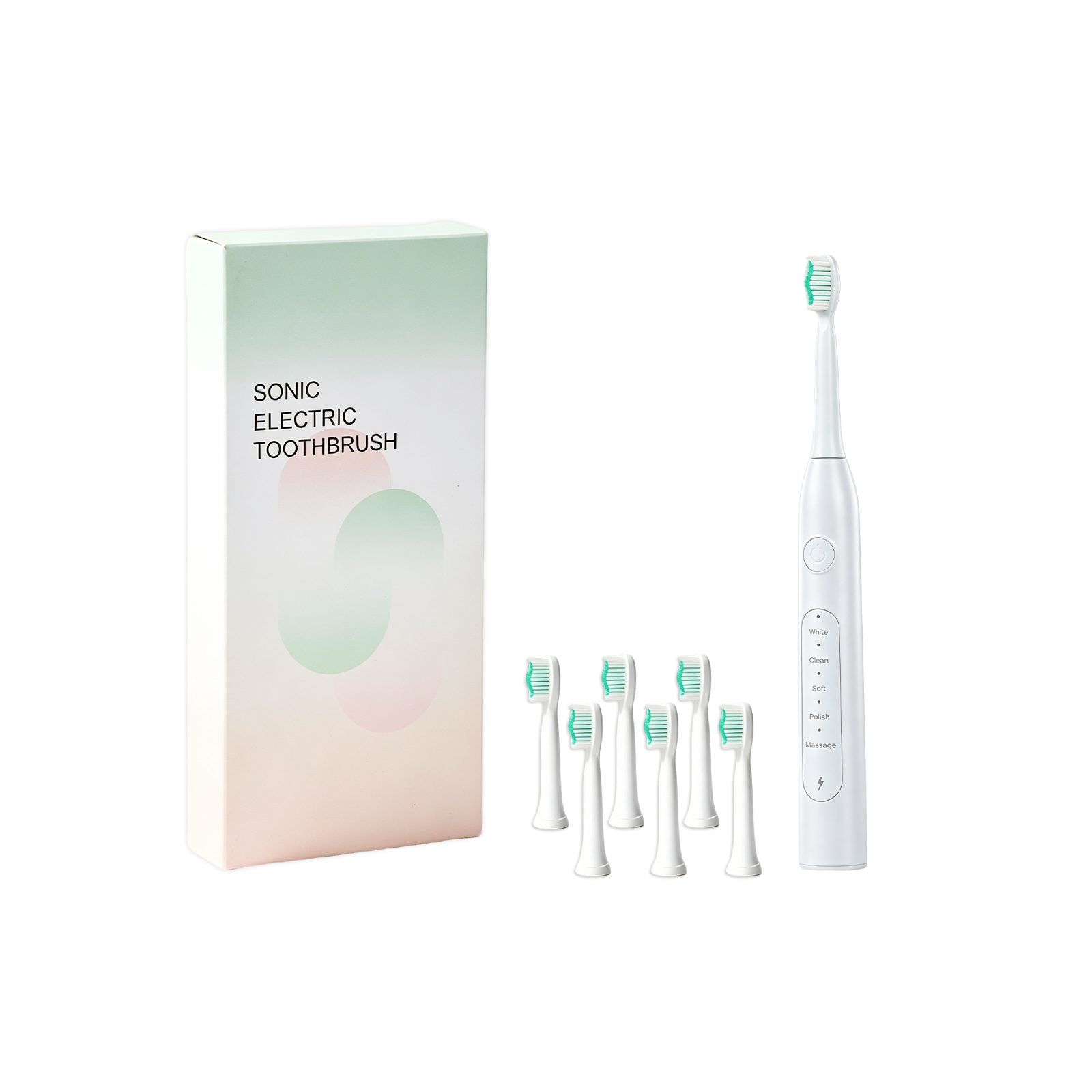 Electric Toothbrush White Six Brush Heads Usb Charging Soft Bristle Clean Tooth Stains Protect Oral Teeth