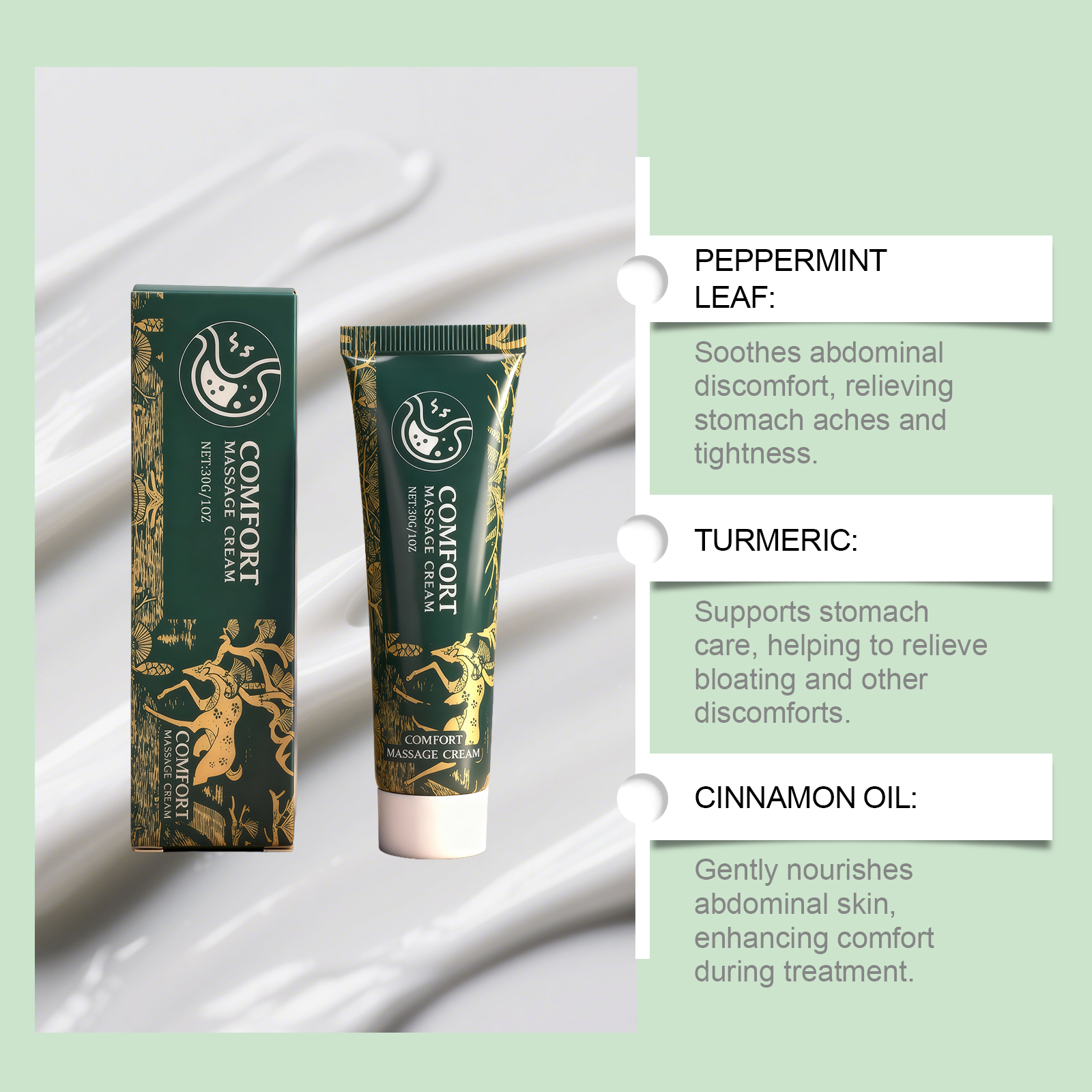 Abdominal Care Cream Daily Mild Soft Moisturize Abdominal Skin Protect Abdominal Discomfort Gentle Smear Care