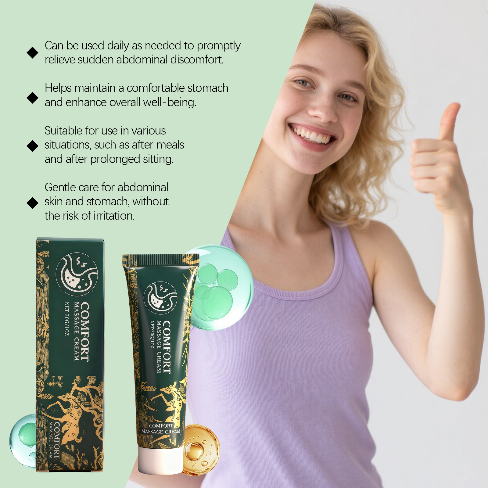 Abdominal Care Cream Daily Mild Soft Moisturize Abdominal Skin Protect Abdominal Discomfort Gentle Smear Care