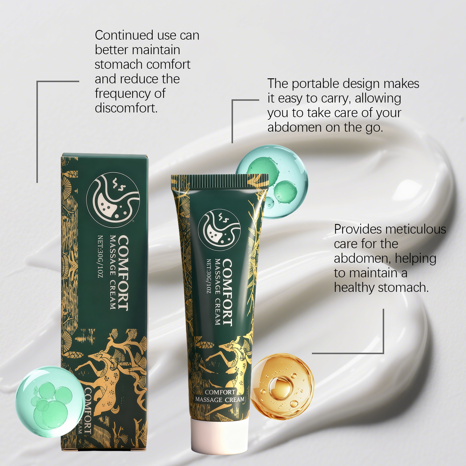 Abdominal Care Cream Daily Mild Soft Moisturize Abdominal Skin Protect Abdominal Discomfort Gentle Smear Care