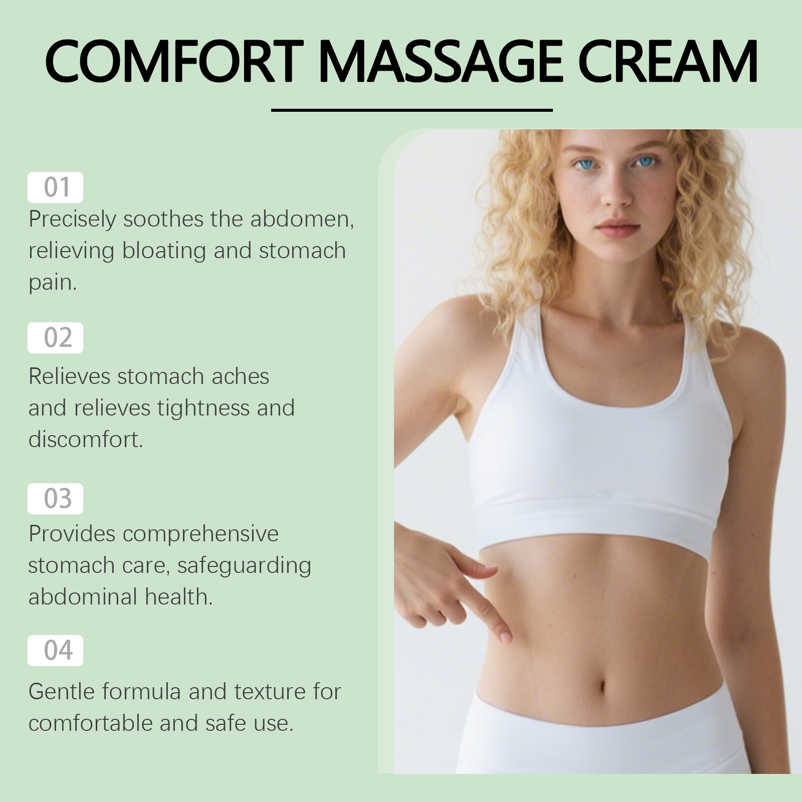 Abdominal Care Cream Daily Mild Soft Moisturize Abdominal Skin Protect Abdominal Discomfort Gentle Smear Care
