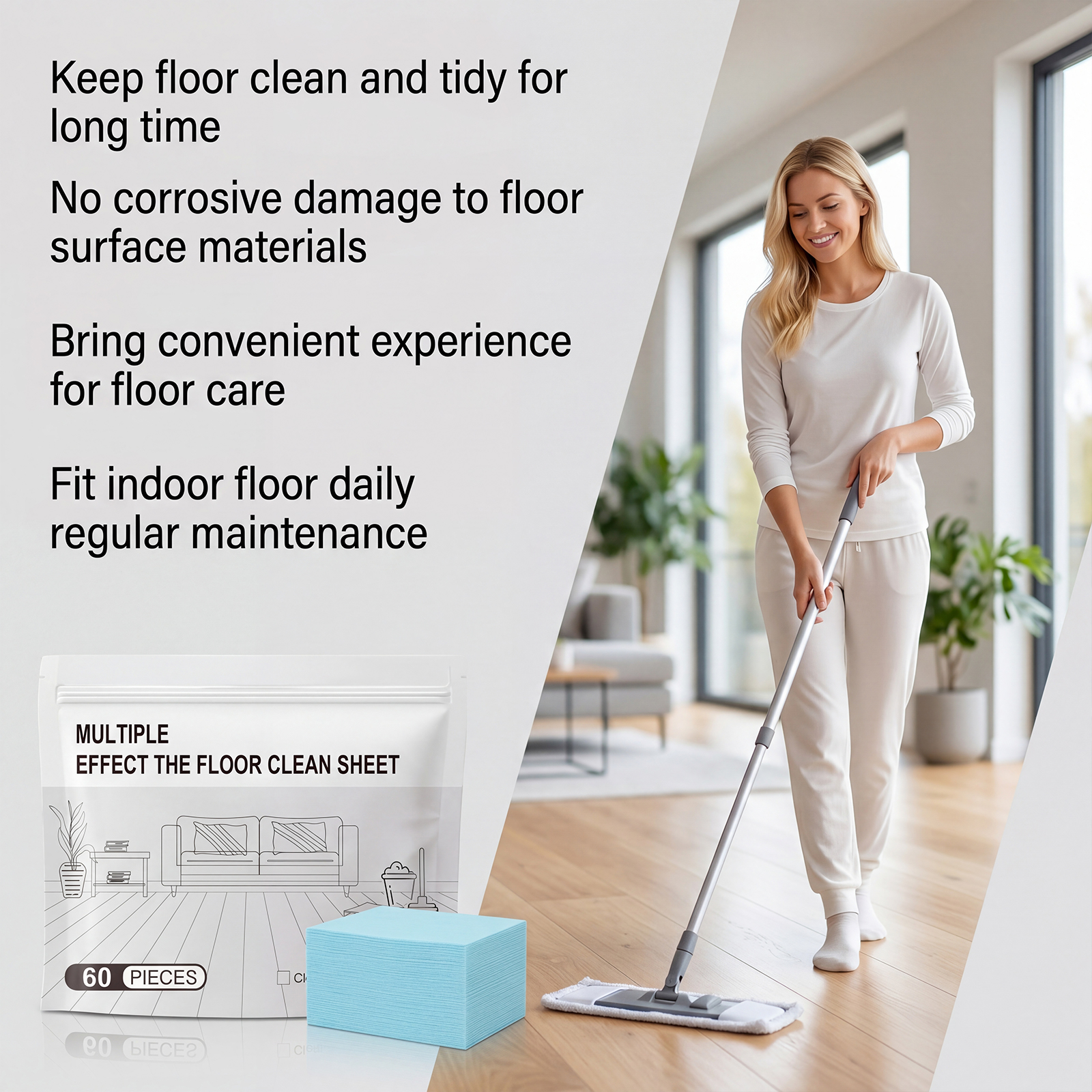 Multi Effect Floor Cleaning Tablets Sixty Pieces Easy Dissolve Deep Clean Safe Mild Multi Floor Applicable