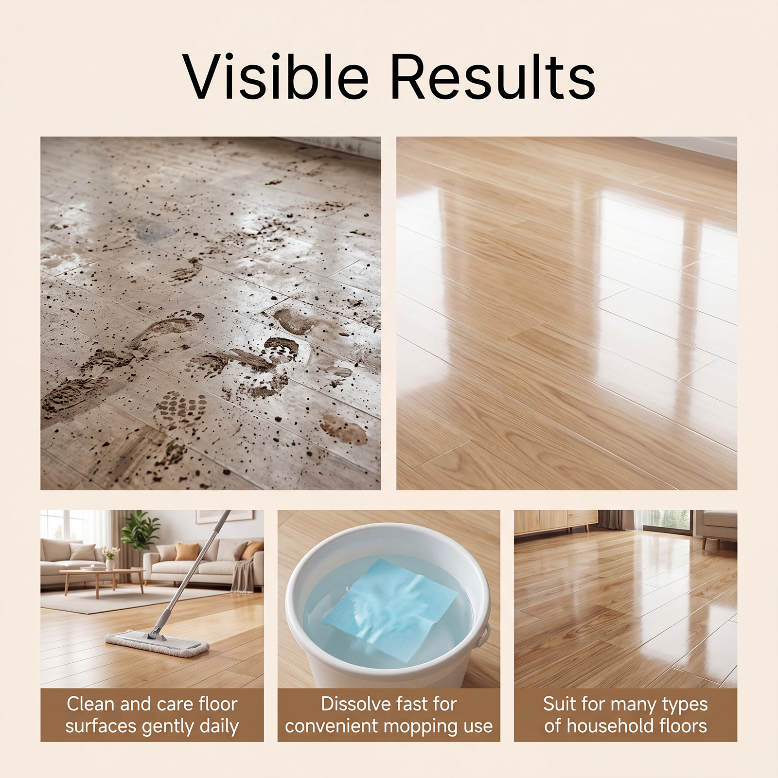 Multi Effect Floor Cleaning Tablets Sixty Pieces Easy Dissolve Deep Clean Safe Mild Multi Floor Applicable