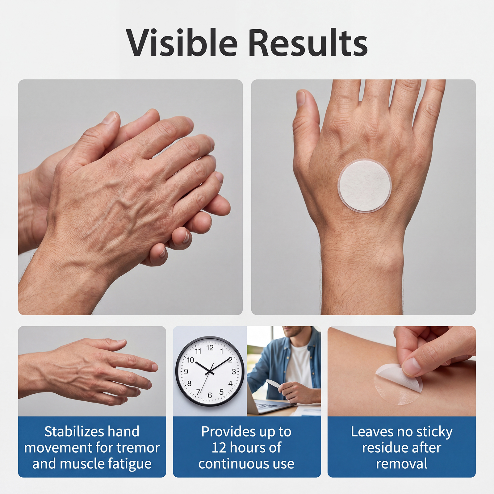 Hand Tremor Patch Gentle Skin Friendly Invisible Comfort Fits Wrist Easy Carry Help Hand Stabilize