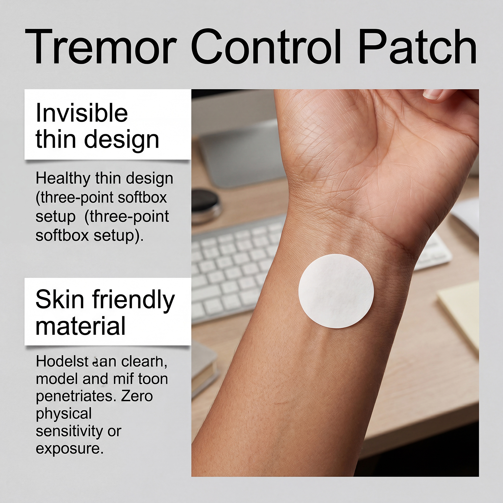 Hand Tremor Patch Gentle Skin Friendly Invisible Comfort Fits Wrist Easy Carry Help Hand Stabilize