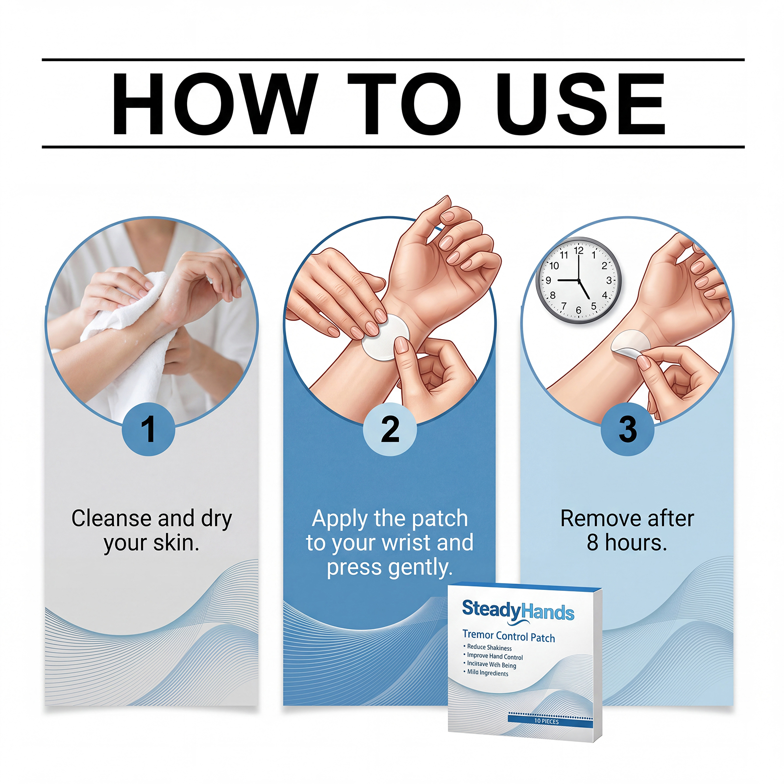 Hand Tremor Patch Gentle Skin Friendly Invisible Comfort Fits Wrist Easy Carry Help Hand Stabilize