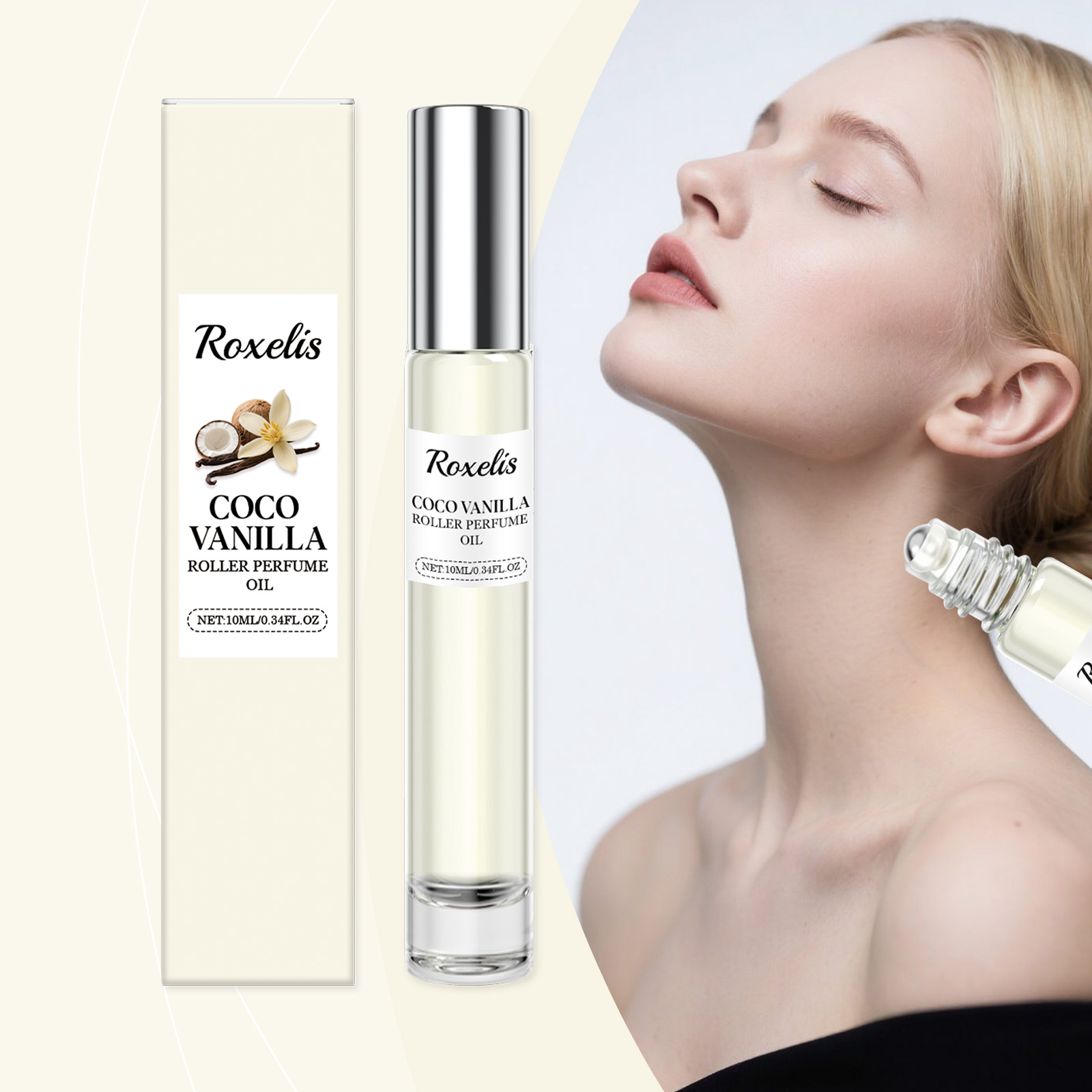 Coconut Vanilla Roll On Perfume Natural Scent Portable Long Lasting Elegant Gentle Charm Fragrance