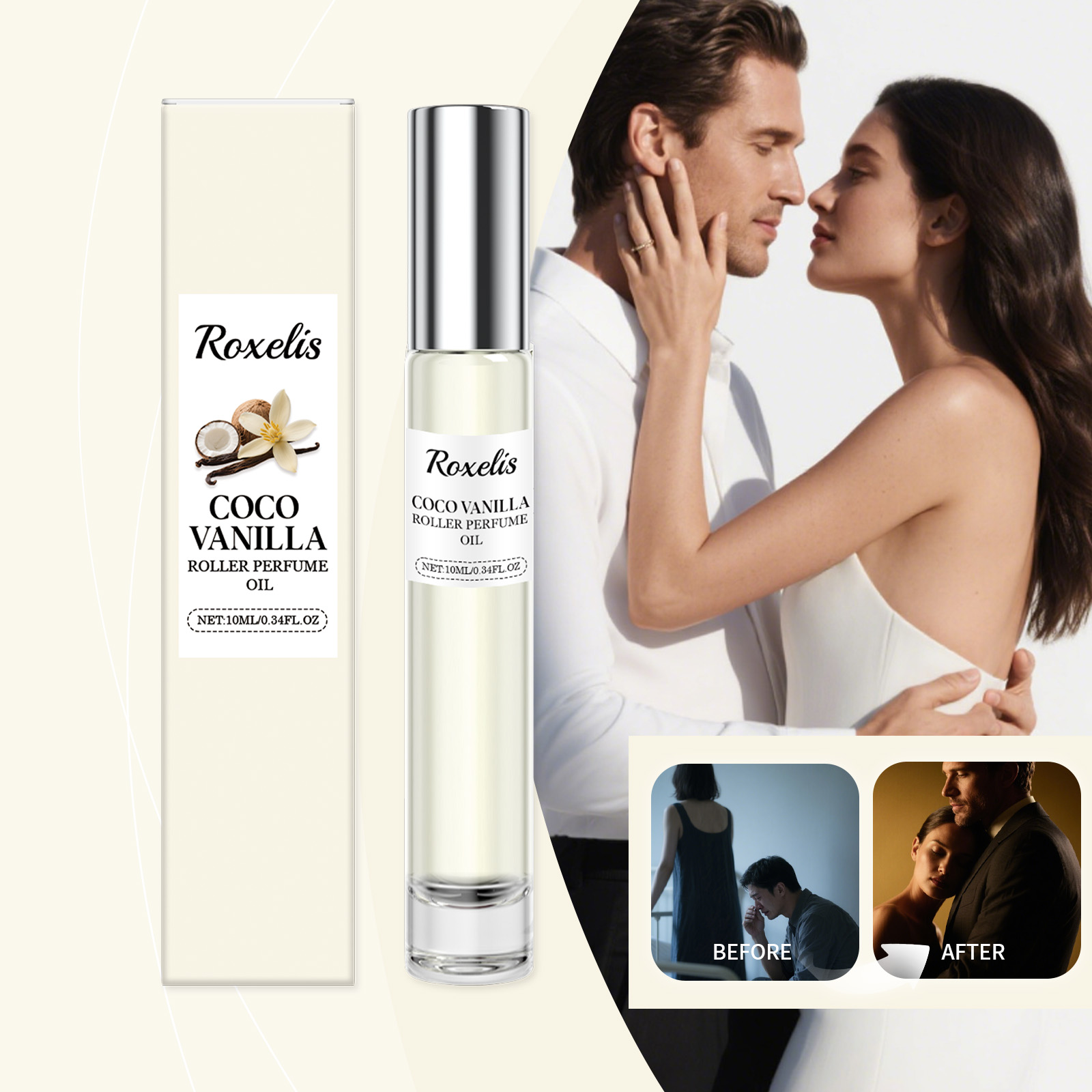 Coconut Vanilla Roll On Perfume Natural Scent Portable Long Lasting Elegant Gentle Charm Fragrance