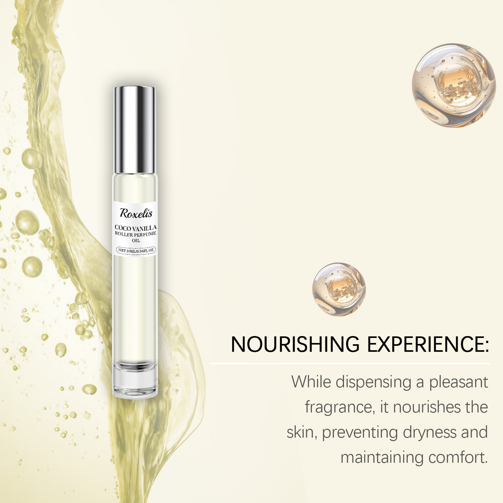 Coconut Vanilla Roll On Perfume Natural Scent Portable Long Lasting Elegant Gentle Charm Fragrance