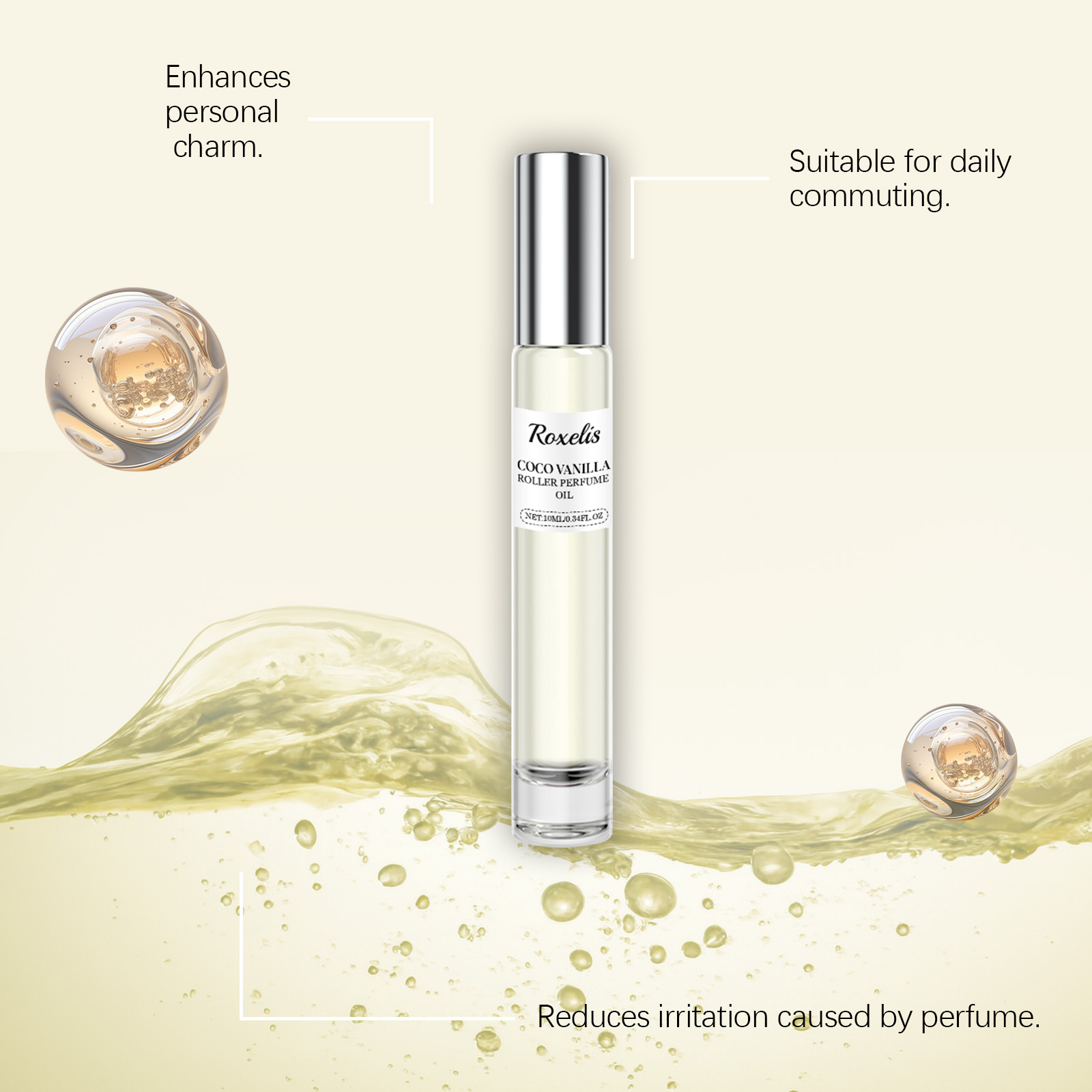 Coconut Vanilla Roll On Perfume Natural Scent Portable Long Lasting Elegant Gentle Charm Fragrance