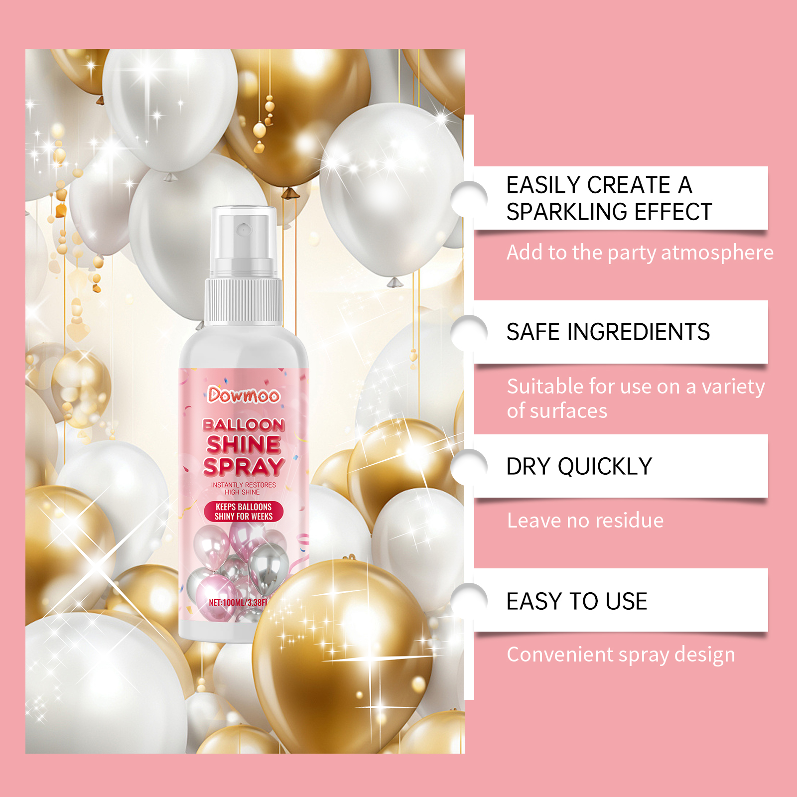 Balloon Shine Spray Creates Party Atmosphere Decor Easy To Apply Glossy Latex Balloon