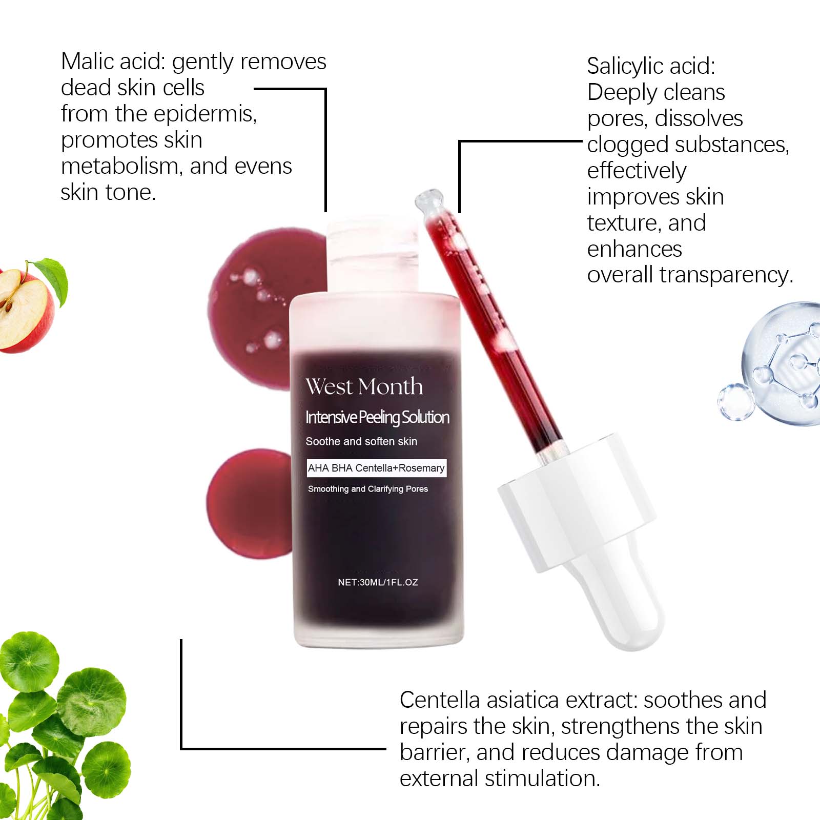 Exfoliating Brightening Dullness Serum Moisturizing Cleansing Hydrating Antiwrinkle Brightening Facial Skin Care
