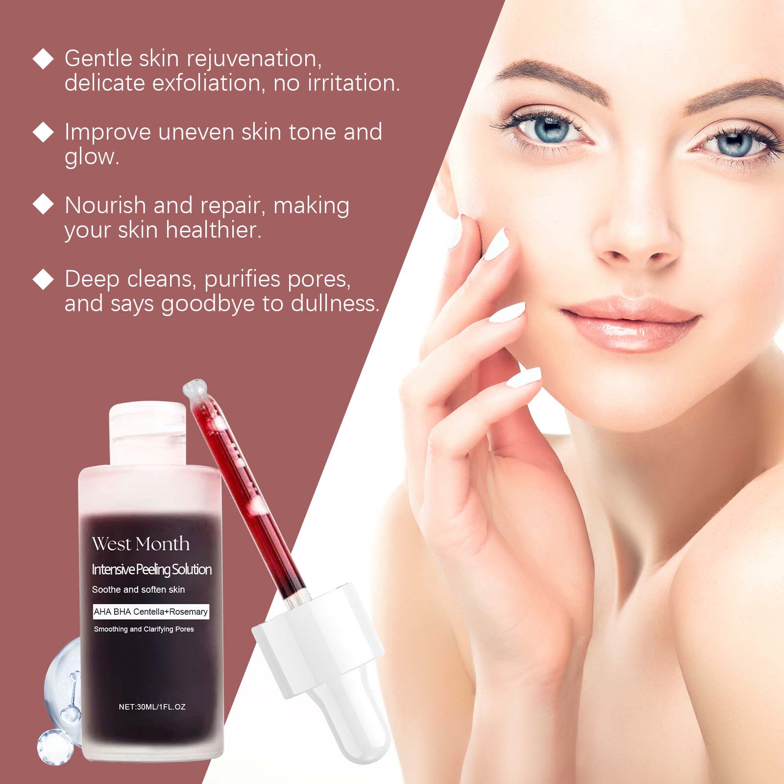 Exfoliating Brightening Dullness Serum Moisturizing Cleansing Hydrating Antiwrinkle Brightening Facial Skin Care
