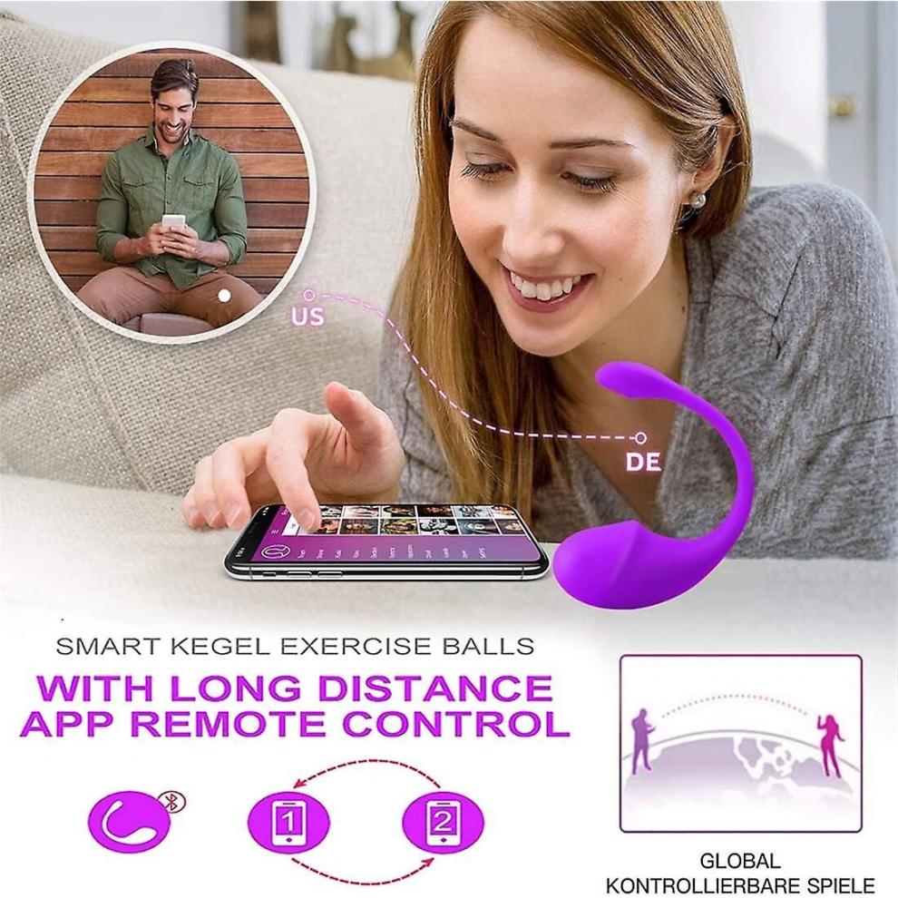 Smart Silicone Pelvic Floor Muscle Exerciser For Women Waterproof Bladder Control Exerciser Trainer With App Remote Control Rechargeable Purple