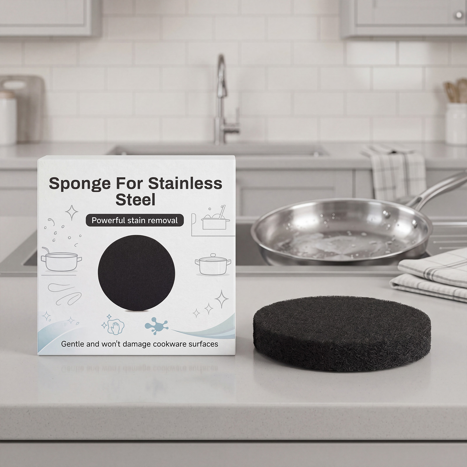 Stainless Steel Cleaning Sponge Kitchen Cookware Scrubber For Oil Stain Burnt Residue Removal Home Use