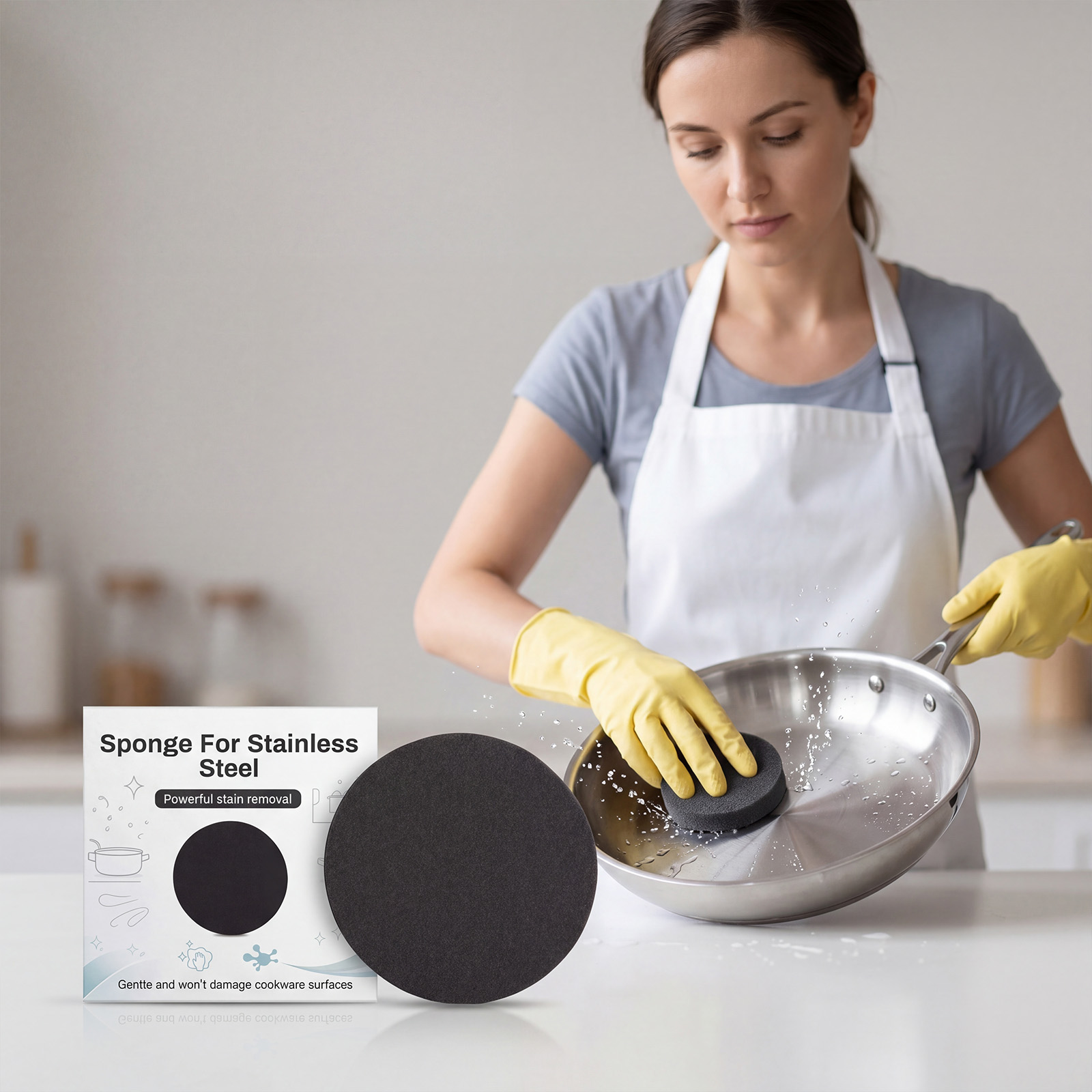 Stainless Steel Cleaning Sponge Kitchen Cookware Scrubber For Oil Stain Burnt Residue Removal Home Use