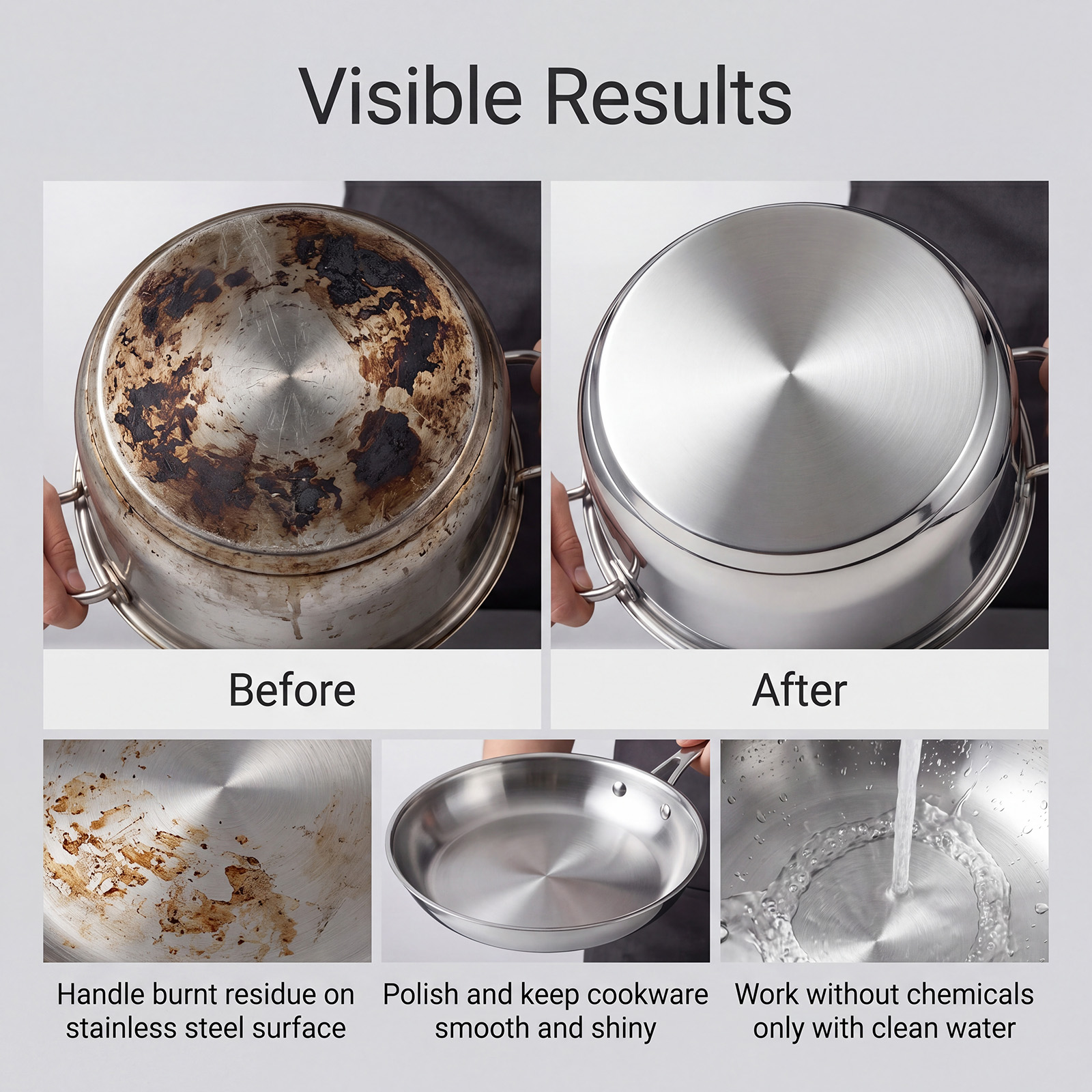 Stainless Steel Cleaning Sponge Kitchen Cookware Scrubber For Oil Stain Burnt Residue Removal Home Use