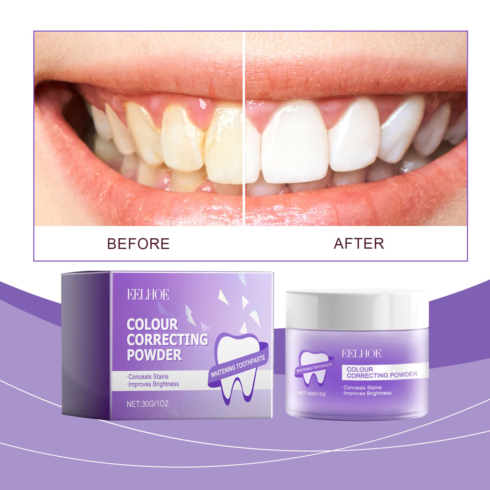 Teeth Whitening Powder Gentle Cleaning Fresh Breath Daily Oral Care