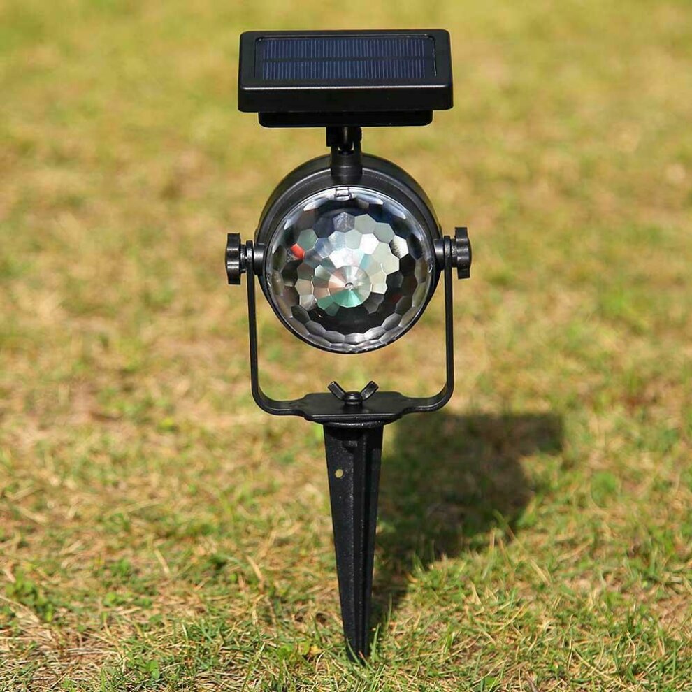 Solar LED Moving Colour Changing Rotating RGB Spotlight Garden Party Stage Light