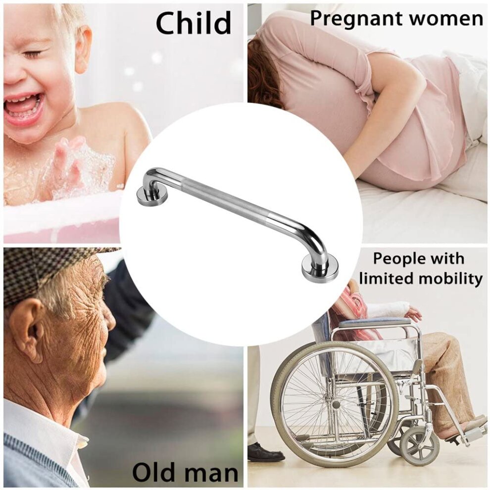 (16 inches/40cm) BTSKY Stainless Steel Bath Grab Shower Handle with Anti-Slip Grip - Dis