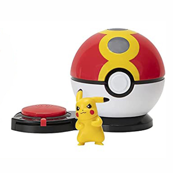 (Pikachu) Pokémon Surprise Attack Game Battle Figures with Six Attack Discs Poké Balls of Pikachu Charmander Bulbasaur or Squirtle Figures Toys for Junior and Master Trainer Training Kids Gifts