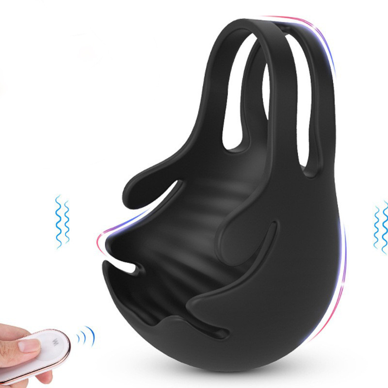 Vibrating Peni Ring Testicular Vibrator Penis Cage Cock Massager Ball Ring Sex Adult Toys Remote Control for Men Testicles Stimulates