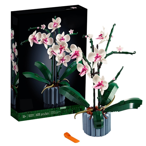 Icons Orchid Artificial Plant Building Set with Flowers, Home Décor Accessory for Adults, Botanical Collection, Gifts for Her and Him