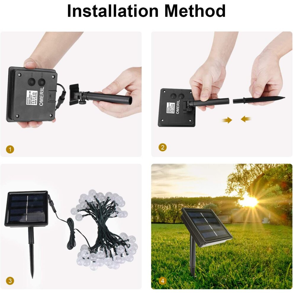 50 LEDs Solar Garden Lights Solar Lights Outdoor Garden Waterproof Warm White