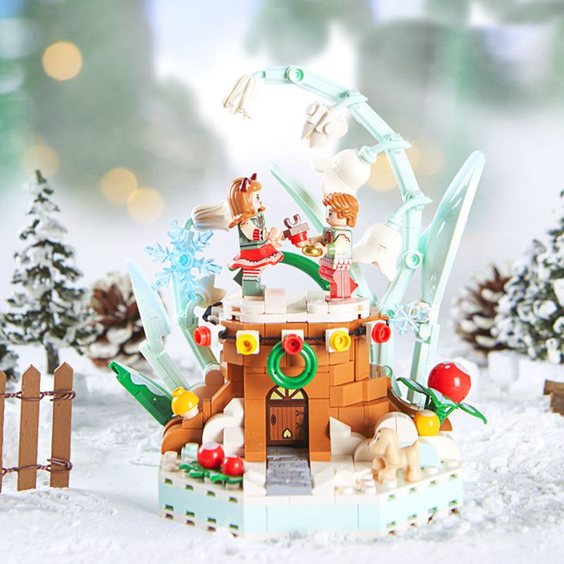 (Spring) Four Seasons Childrens Educational Assembled Toys Micro-particle Assembled Building Blocks Streetscape Desktop Ornaments Blocks