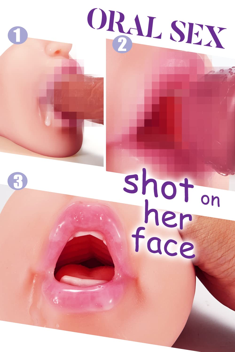 (Brown) Sex Doll Pocket Pussy Male Masturbators with Lifelike Face  Realistic Textured Mouth Vagina Masturbator Deep Throat Oral Adult Sex Toys Sensory Toys for Men Masturbation Orgasm 1.5 lbs