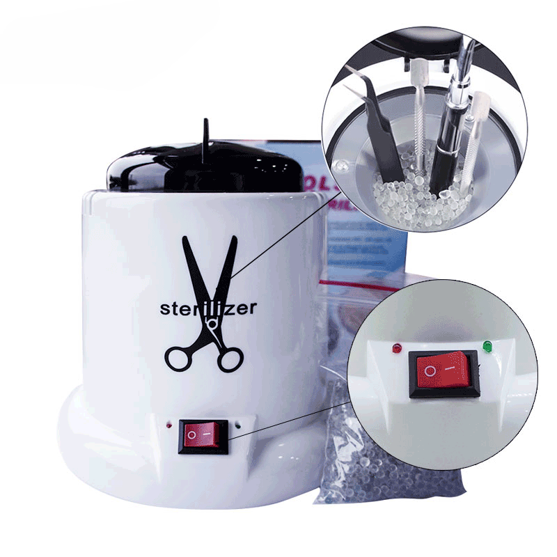 Nail Sterilizer Nail Art Equipment Manicure Machine High Temperature Disinfection Sterlizer Potable Makeup Accessories Nail Cleaner Tools With Glass Ball for Home Beauty Salon Sterilization