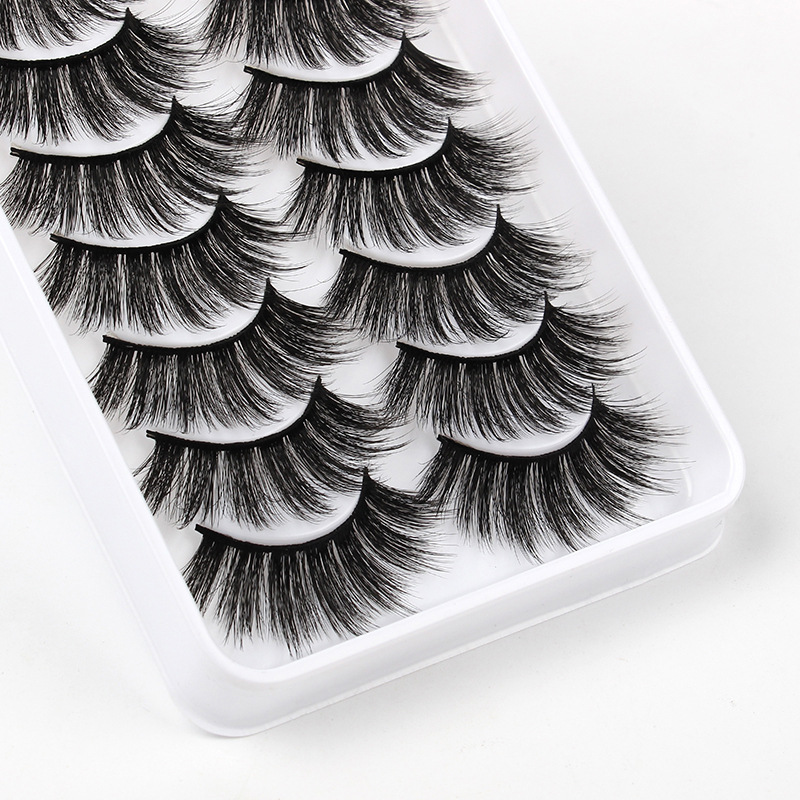 (Y600) False Eyelashes Thick Natural Fake Eye Lashes Set Cat-eyes 3D Fluffy Eyelashes Extension Dense Extensions Beauty Tools Makeup Supplies For Women 10 Pairs